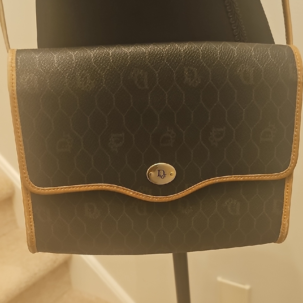 Vintage Christian Dior Brown and Tan Crossbody Bag - Picture 2 of 6